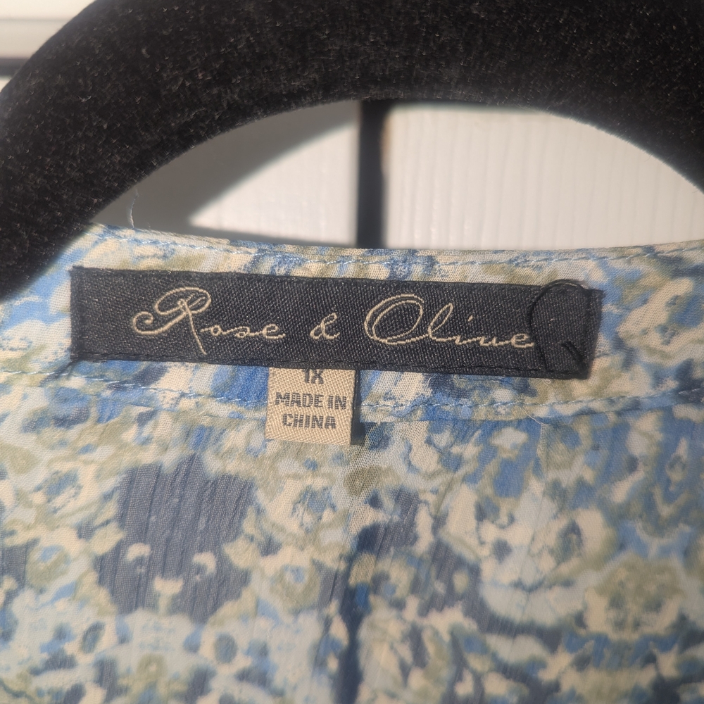 1xl Chic Blue Floral Patterned Women's Blouse - image 3